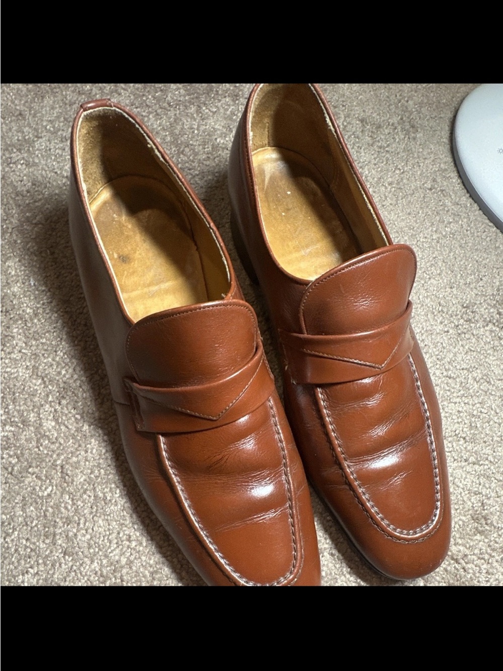 Men's Premium Brown Leather Penny Slip-On Loafers